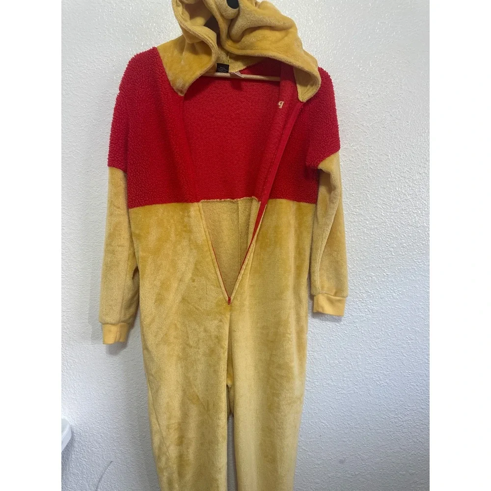 Disney Winnie the Pooh Red Yellow Fleece Hooded Onesie Pajamas  Long Sleeve - Picture 6 of 13